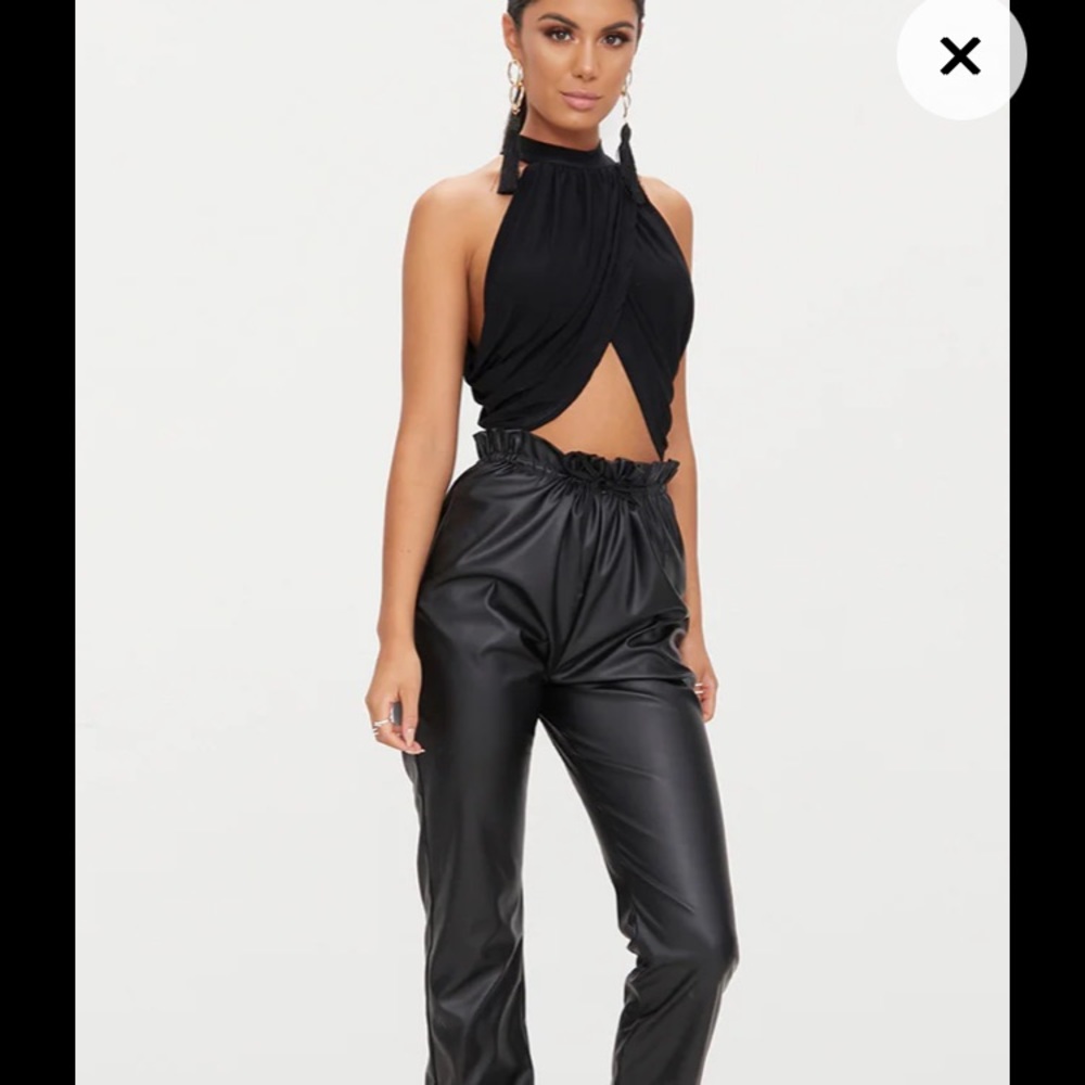 Satin pants and crop top blouse outfit set